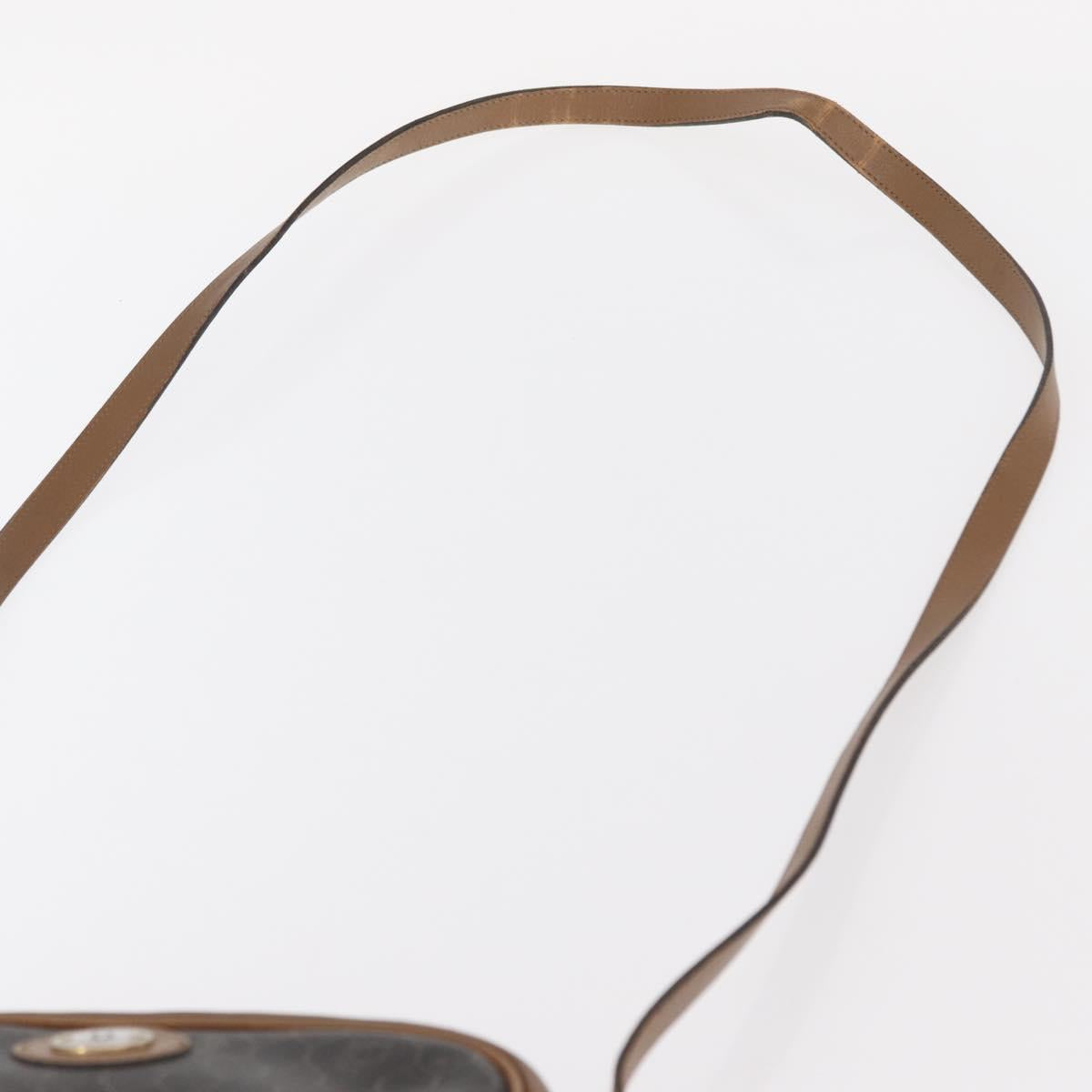 Christian Dior Honeycomb Canvas Shoulder Bag PVC Black Brown gold Auth ka647