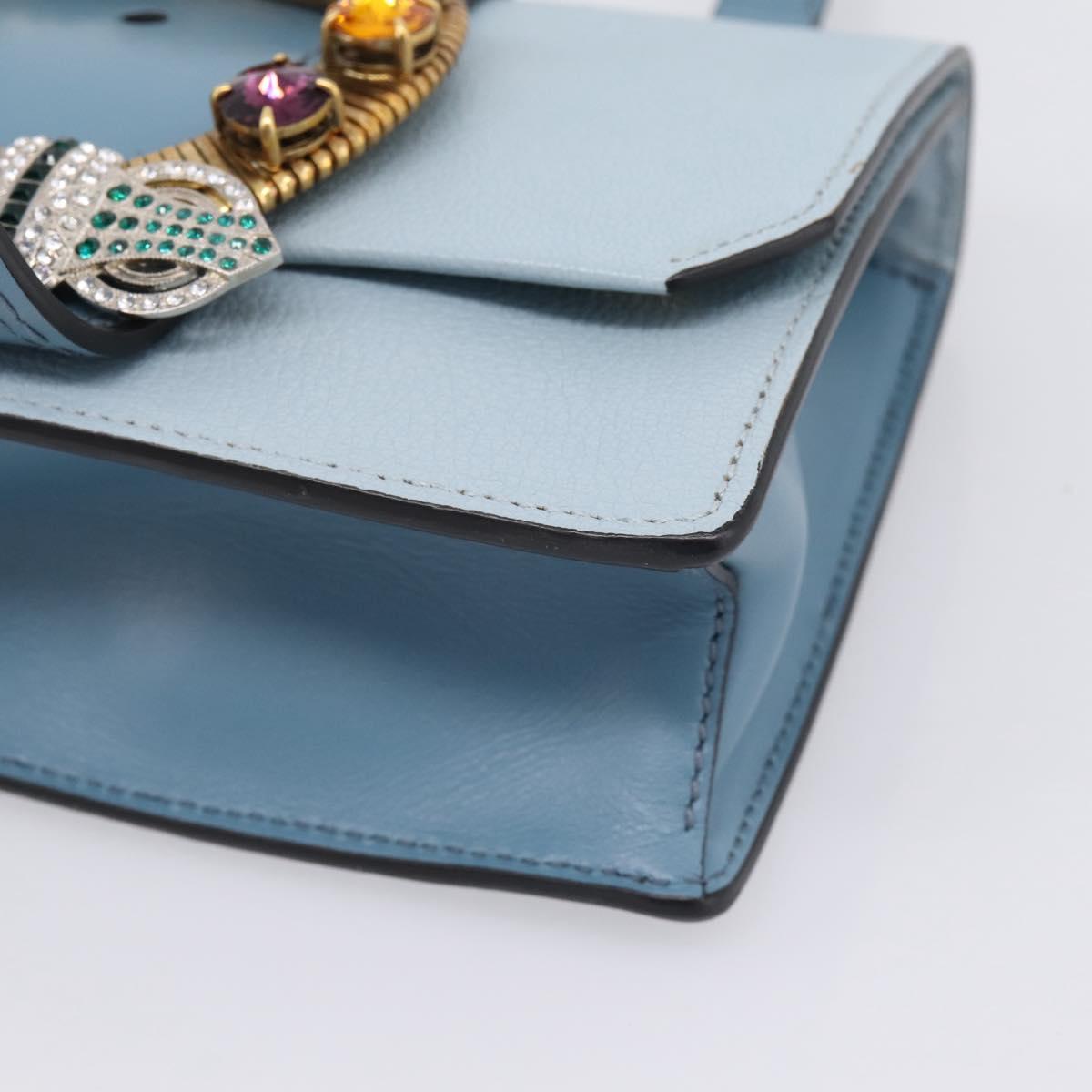 Miu Miu Madras Shoulder Bag Leather Light Blue Gold Tone Auth ka6472V