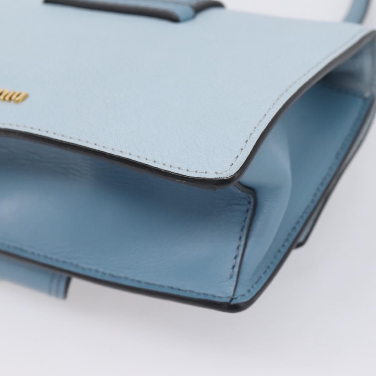 Miu Miu Madras Shoulder Bag Leather Light Blue Gold Tone Auth ka6472V