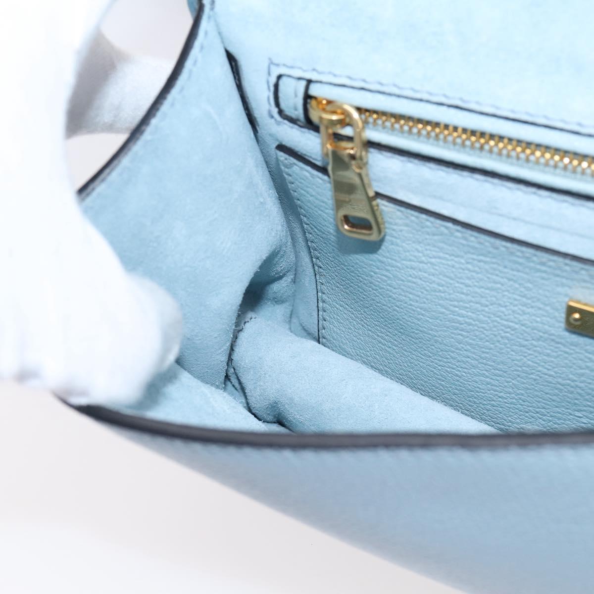 Miu Miu Madras Shoulder Bag Leather Light Blue Gold Tone Auth ka6472V