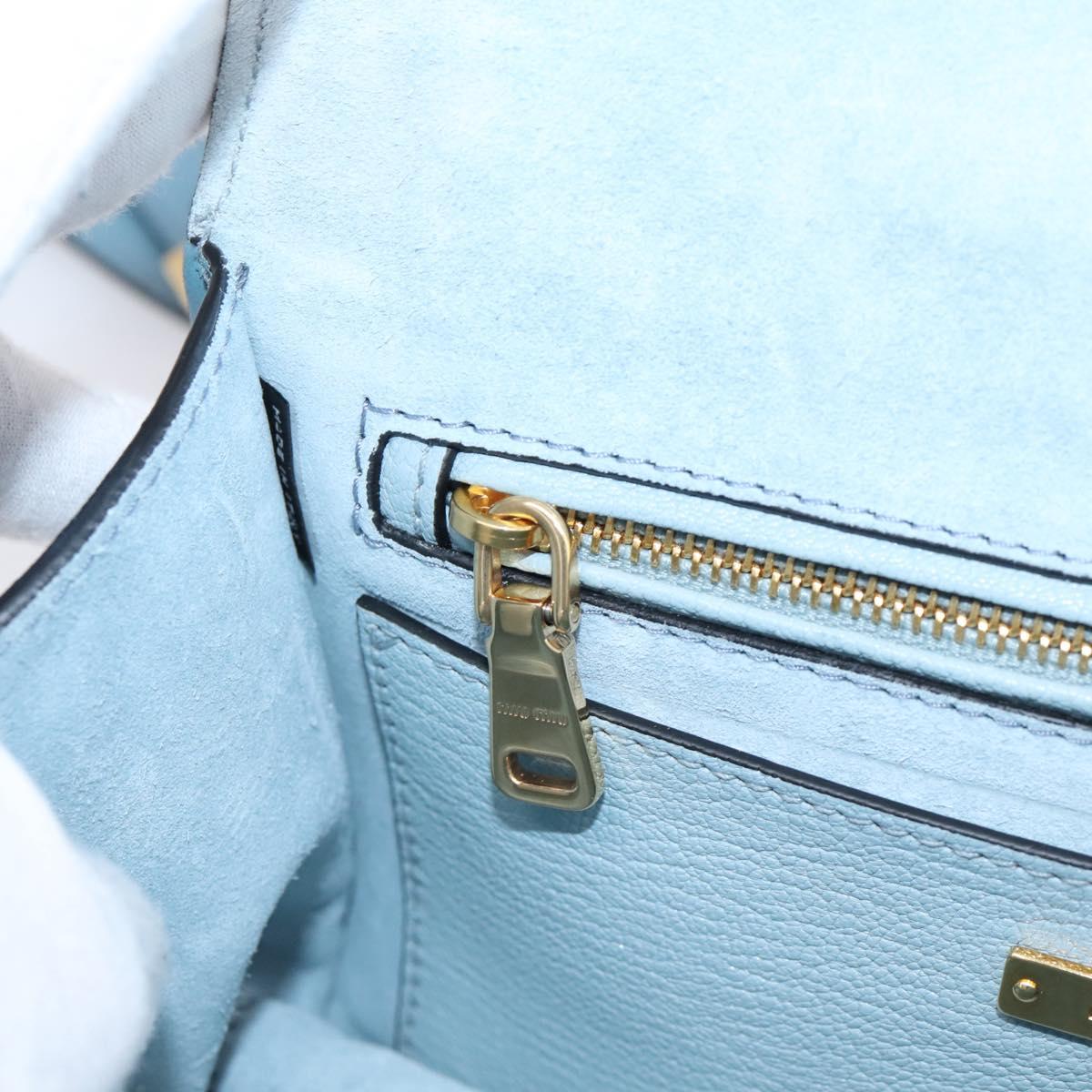 Miu Miu Madras Shoulder Bag Leather Light Blue Gold Tone Auth ka6472V