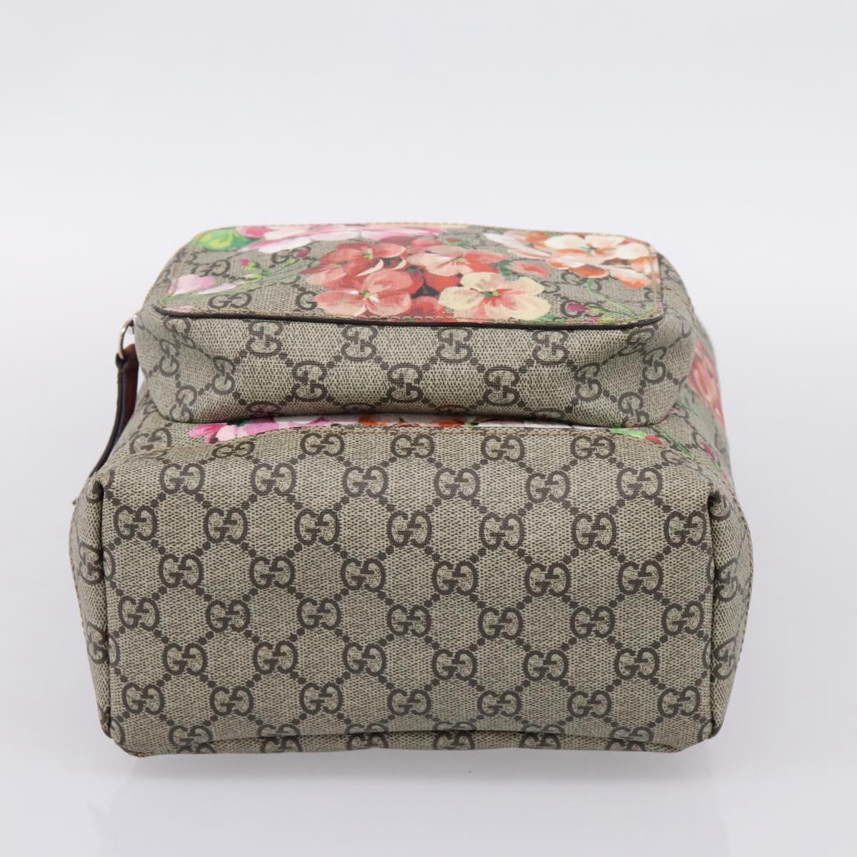 GUCCI GG Blooms Backpack PVC Leather Beige Silver 410544 Auth ka6474A