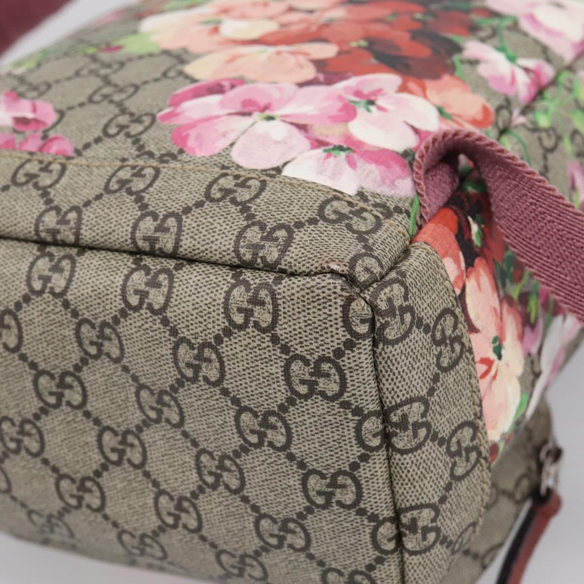 GUCCI GG Blooms Backpack PVC Leather Beige Silver 410544 Auth ka6474A