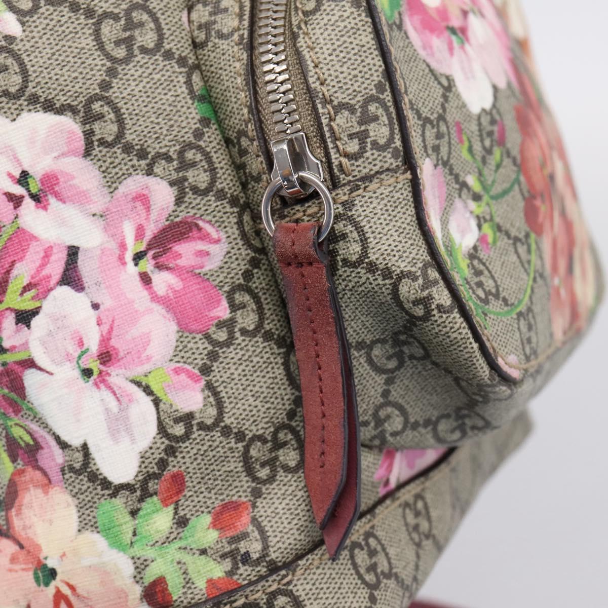 GUCCI GG Blooms Backpack PVC Leather Beige Silver 410544 Auth ka6474A