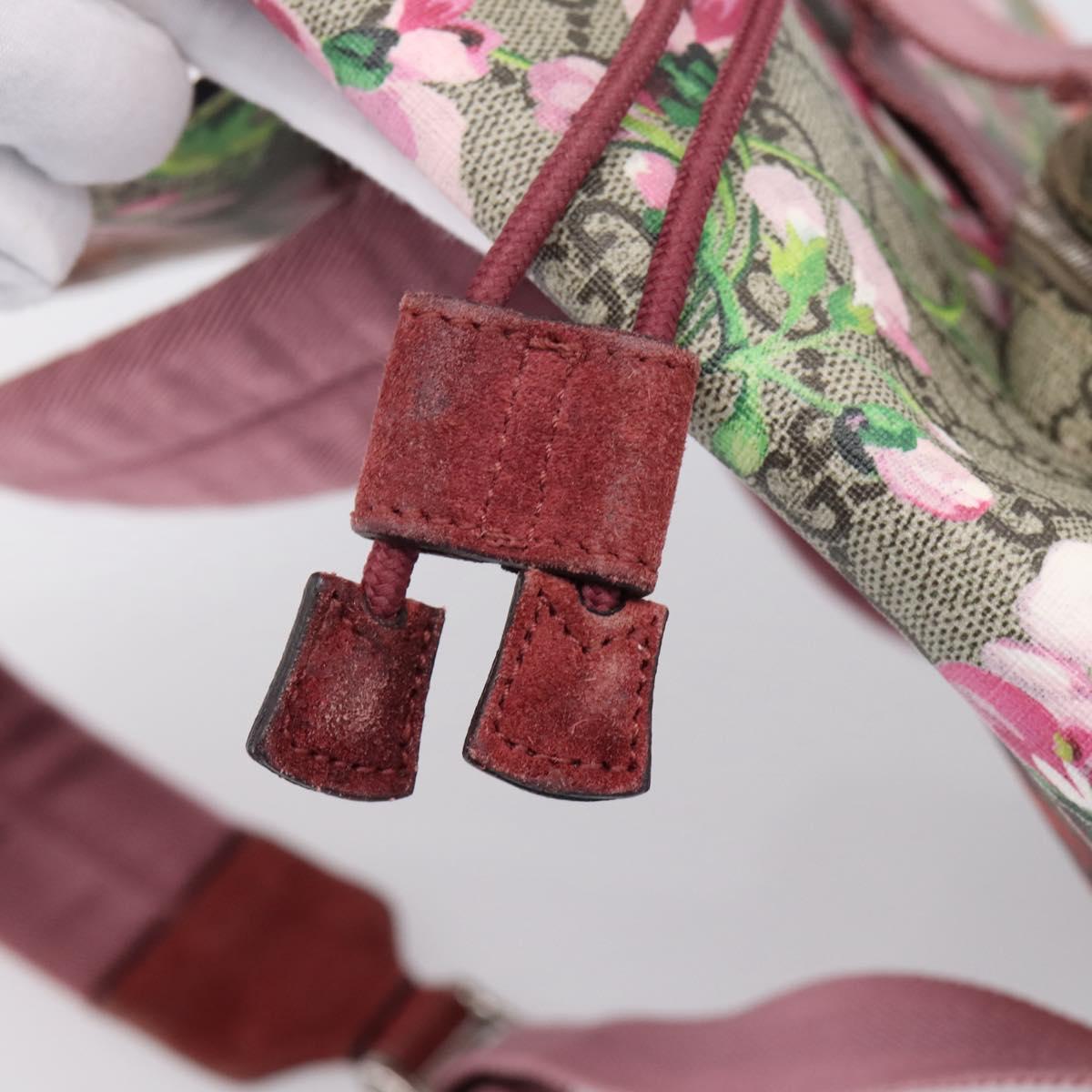 GUCCI GG Blooms Backpack PVC Leather Beige Silver 410544 Auth ka6474A