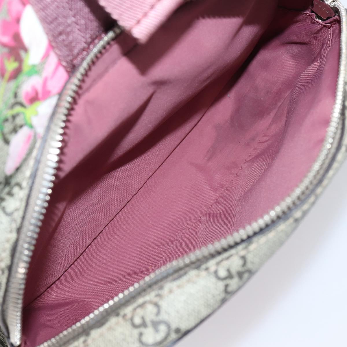 GUCCI GG Blooms Backpack PVC Leather Beige Silver 410544 Auth ka6474A