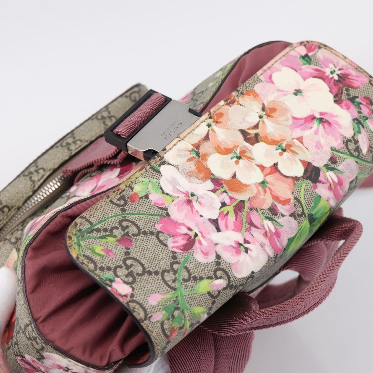 GUCCI GG Blooms Backpack PVC Leather Beige Silver 410544 Auth ka6474A