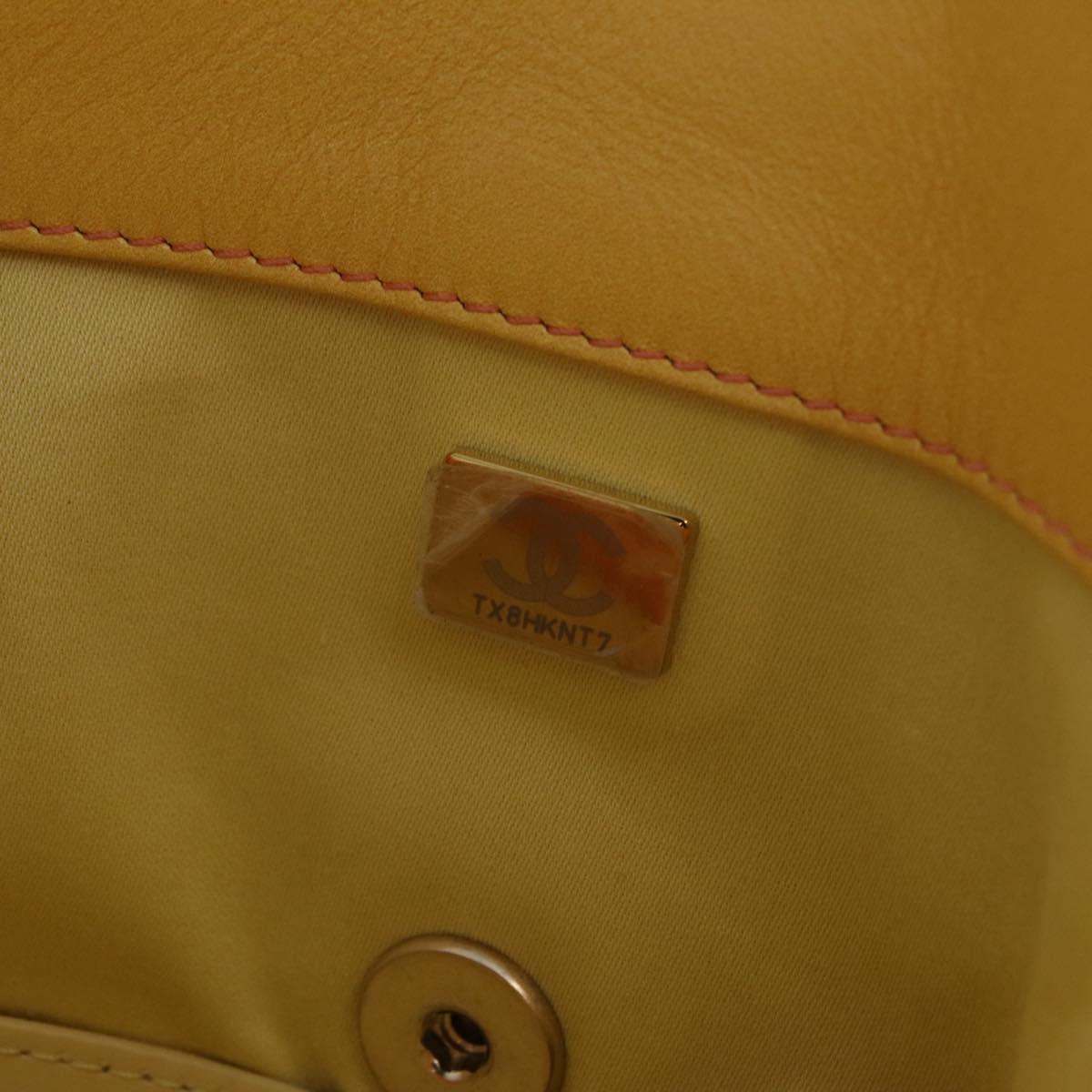 CHANEL Large Hobo Matelasse Chain Shoulder Bag Calf Skin Orange Auth ka6476SAM