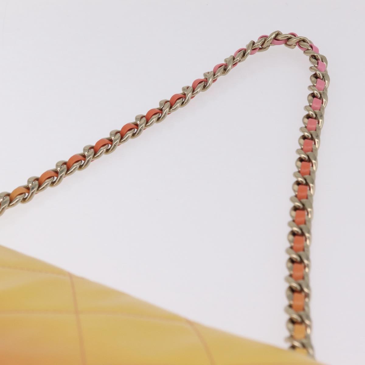 CHANEL Large Hobo Matelasse Chain Shoulder Bag Calf Skin Orange Auth ka6476SAM