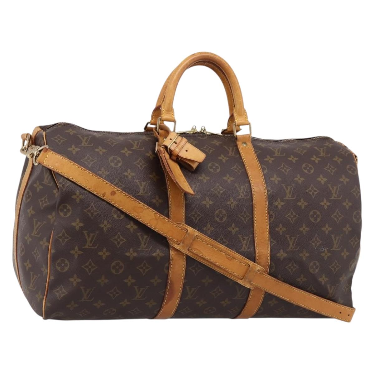 LOUIS VUITTON Monogram Keepall Bandouliere 50 Boston Bag M41416 LV Auth ka6477