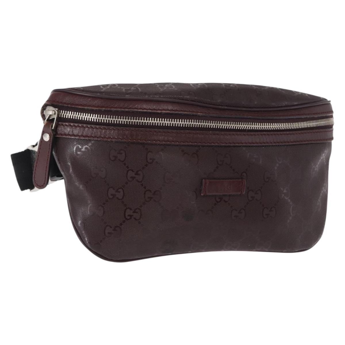 GUCCI GG implementation Waist Bag PVC Wine Red Silver 233269 Auth ka648