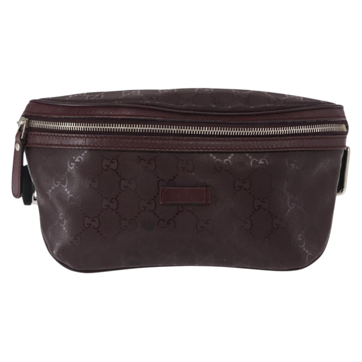 GUCCI GG implementation Waist Bag PVC Wine Red Silver 233269 Auth ka648