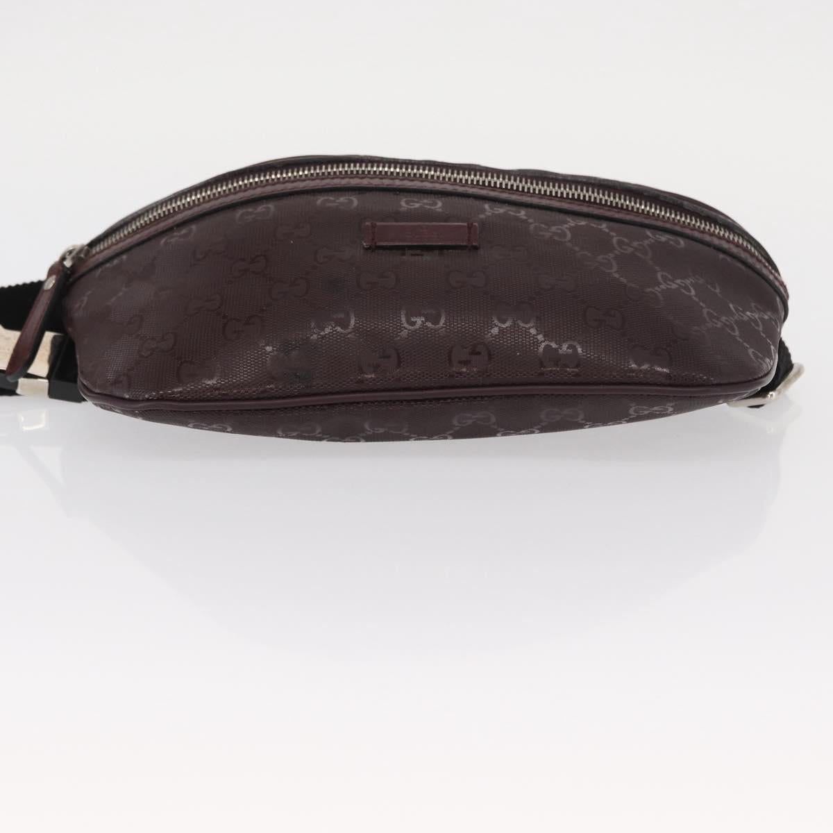 GUCCI GG implementation Waist Bag PVC Wine Red Silver 233269 Auth ka648