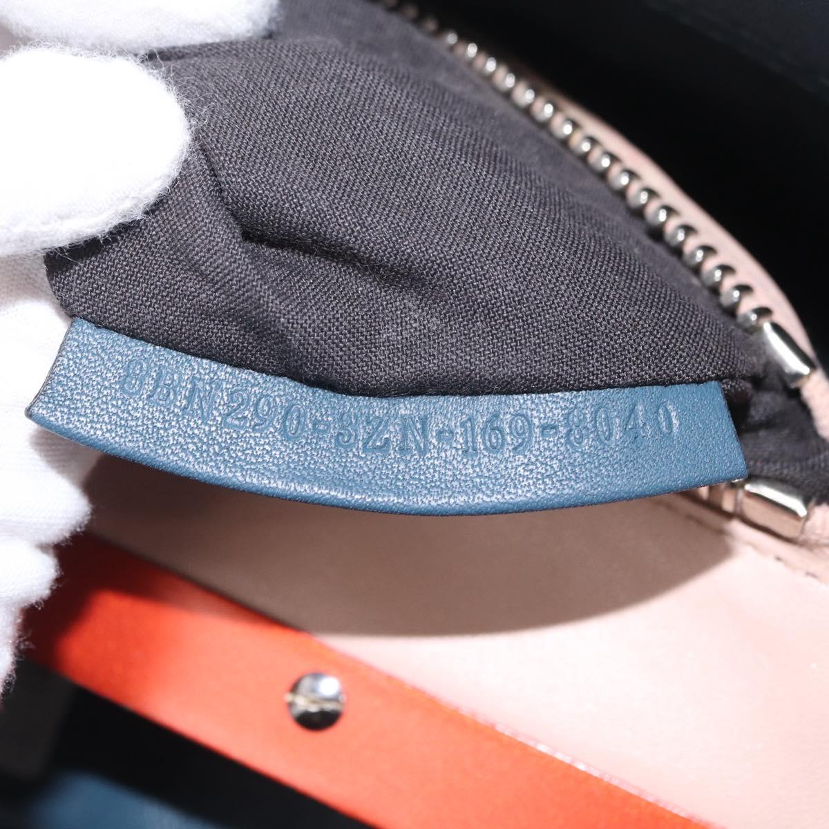 FENDI Peek A Boo Hand Bag Leather 2way Blue Silver 8BN290 Auth ka6482V
