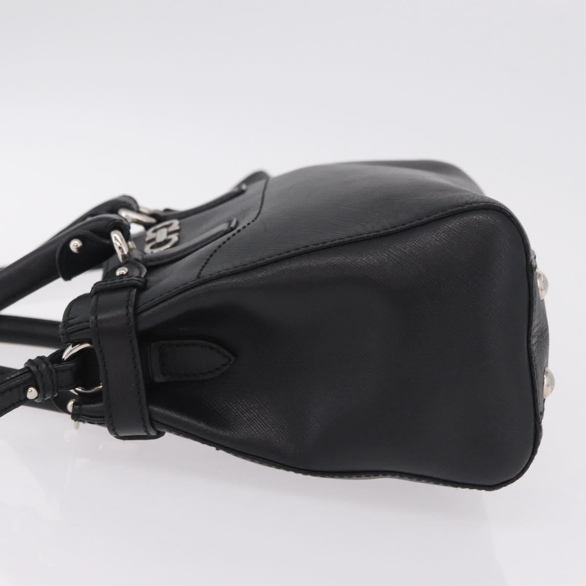 Salvatore Ferragamo Gancini Hand Bag Leather 2way Black Silver Auth ka6483A