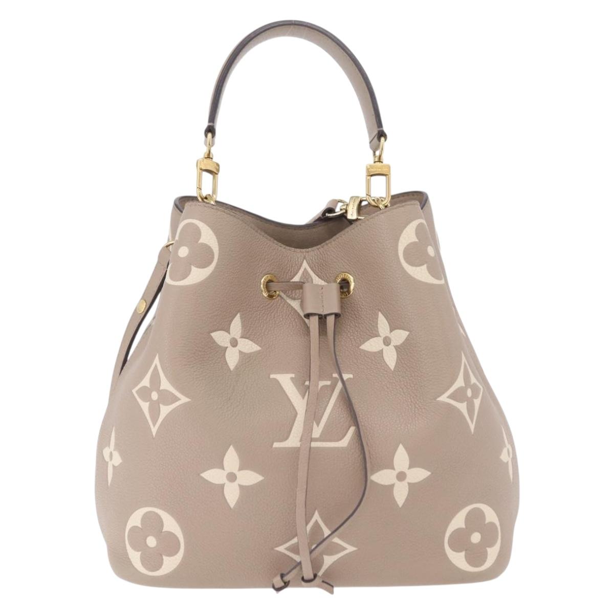 LOUIS VUITTON Monogram Empreinte Neo Noe MM Bag Beige M45555 LV Auth ka6488M
