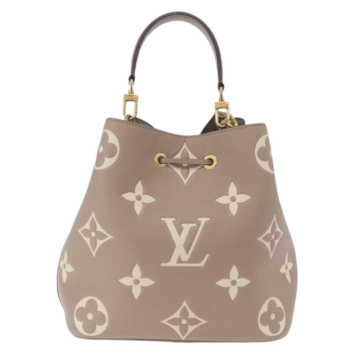 LOUIS VUITTON Monogram Empreinte Neo Noe MM Bag Beige M45555 LV Auth ka6488M