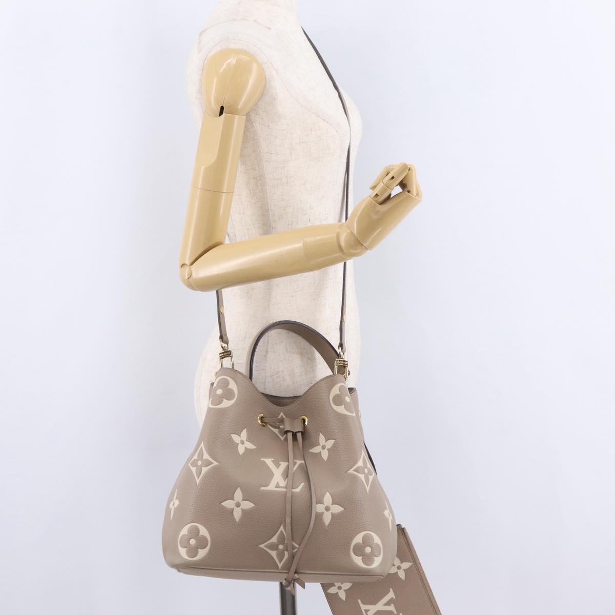 LOUIS VUITTON Monogram Empreinte Neo Noe MM Bag Beige M45555 LV Auth ka6488M