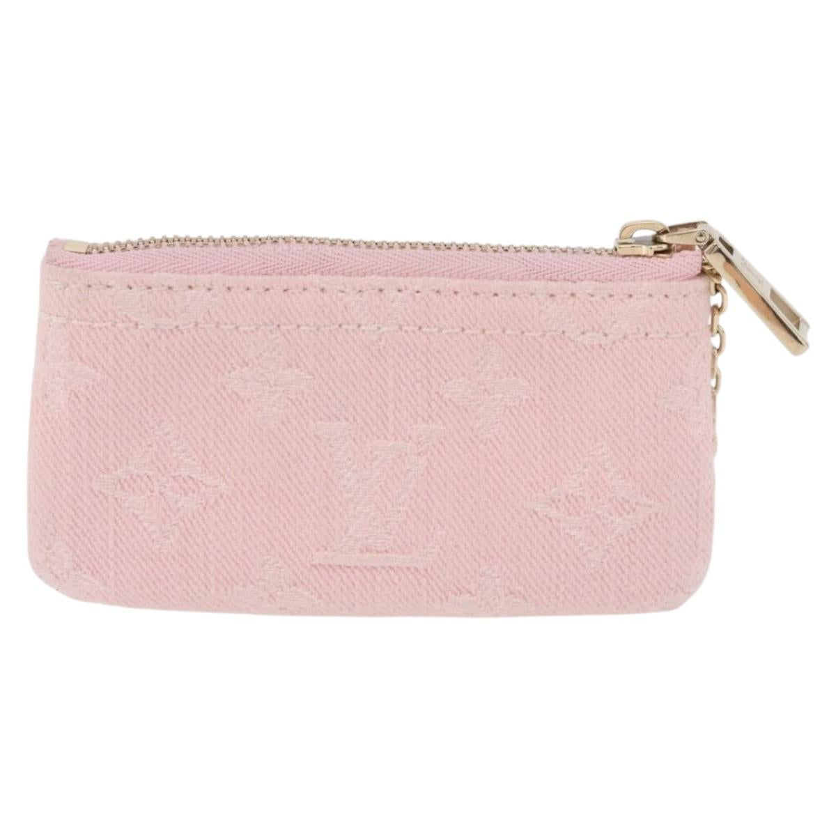 LOUIS VUITTON Monogram Denim Pochette Cles Coin Purse Pink M13208 Auth ka6496M