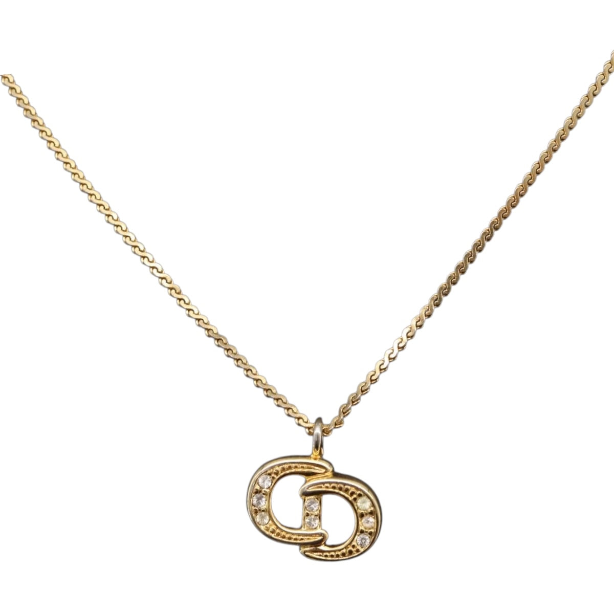 Christian Dior Necklace Metal Gold Tone Auth ka6499