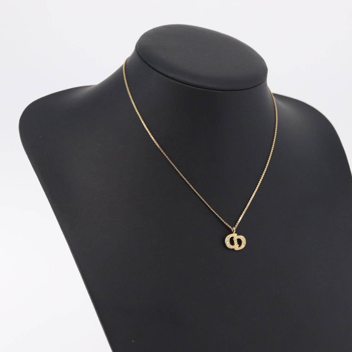 Christian Dior Necklace Metal Gold Tone Auth ka6499