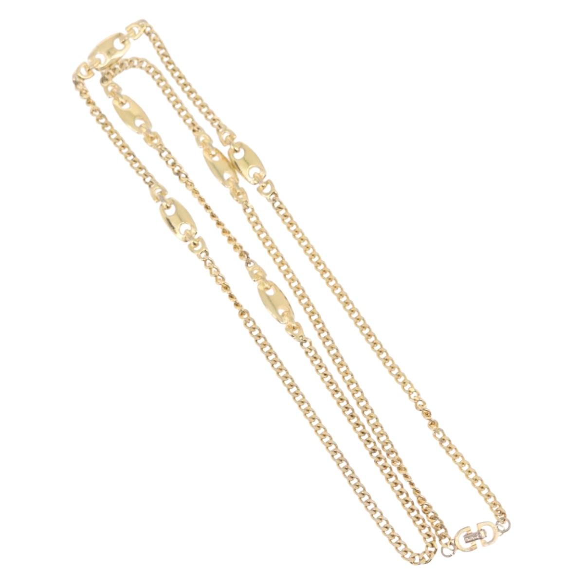 Christian Dior Necklace Metal Gold Tone Auth ka6501