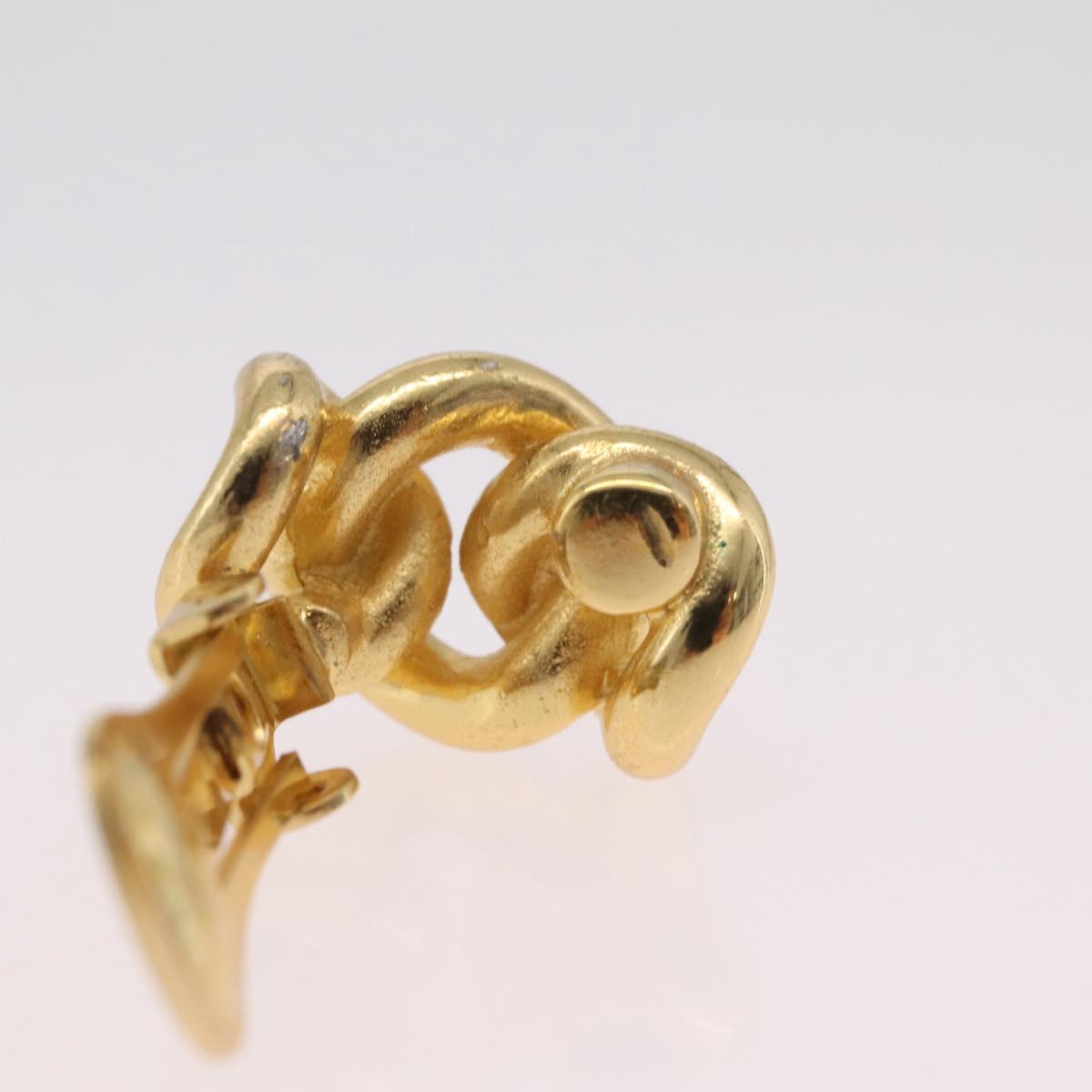 Christian Dior Earring Metal Gold Tone Auth ka6502