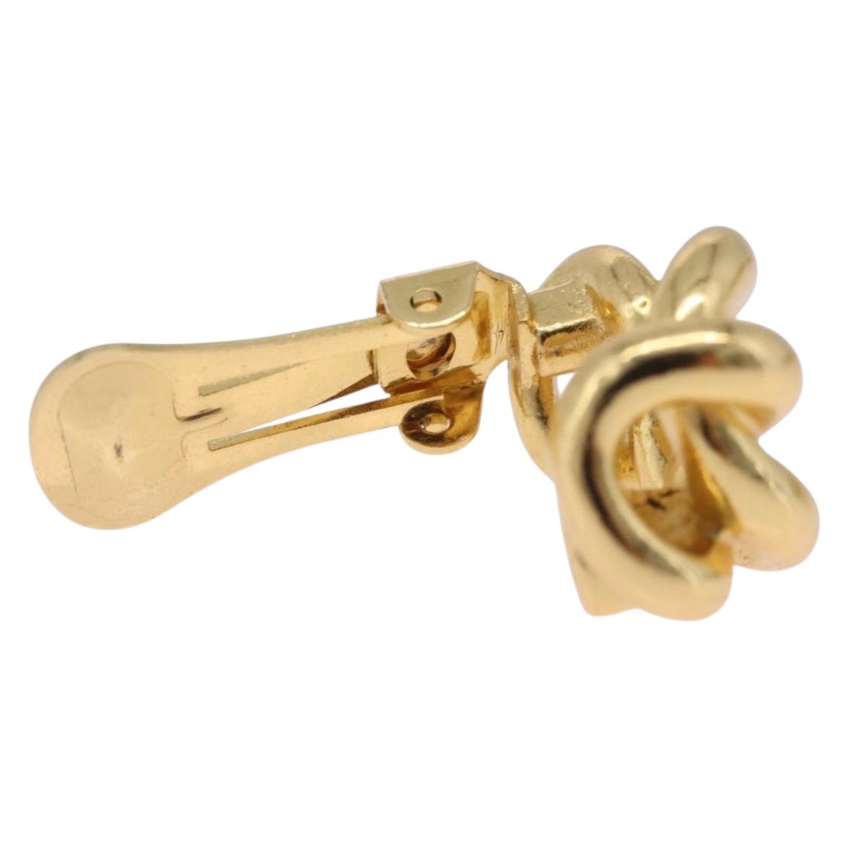 Christian Dior Earring Metal Gold Tone Auth ka6502
