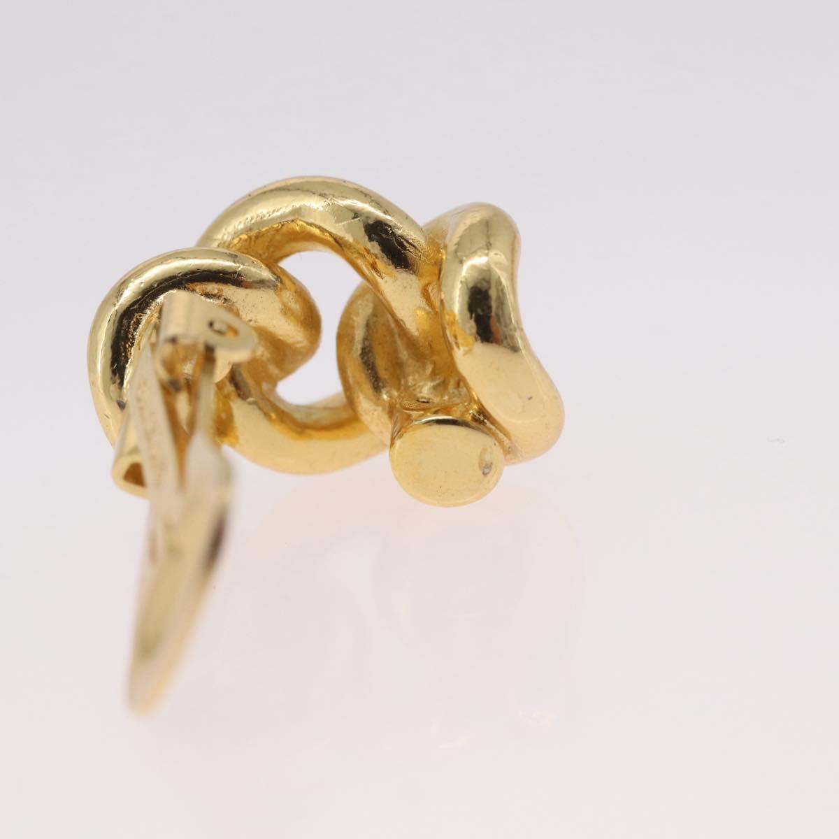 Christian Dior Earring Metal Gold Tone Auth ka6502