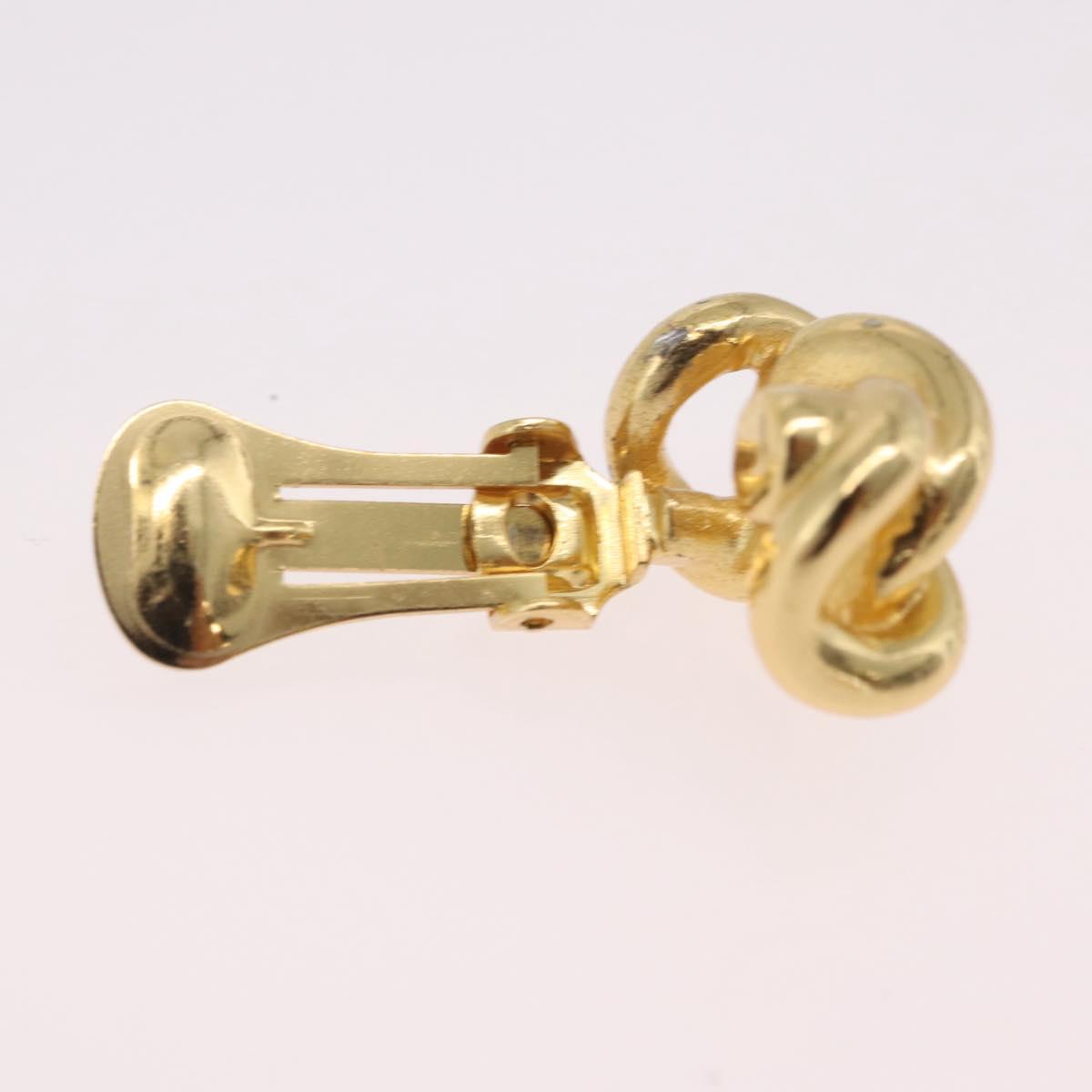 Christian Dior Earring Metal Gold Tone Auth ka6502