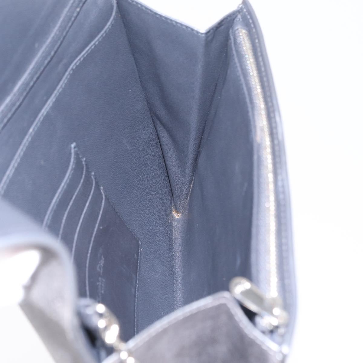 Christian Dior Chain Shoulder Bag Leather Silver Auth ka6506