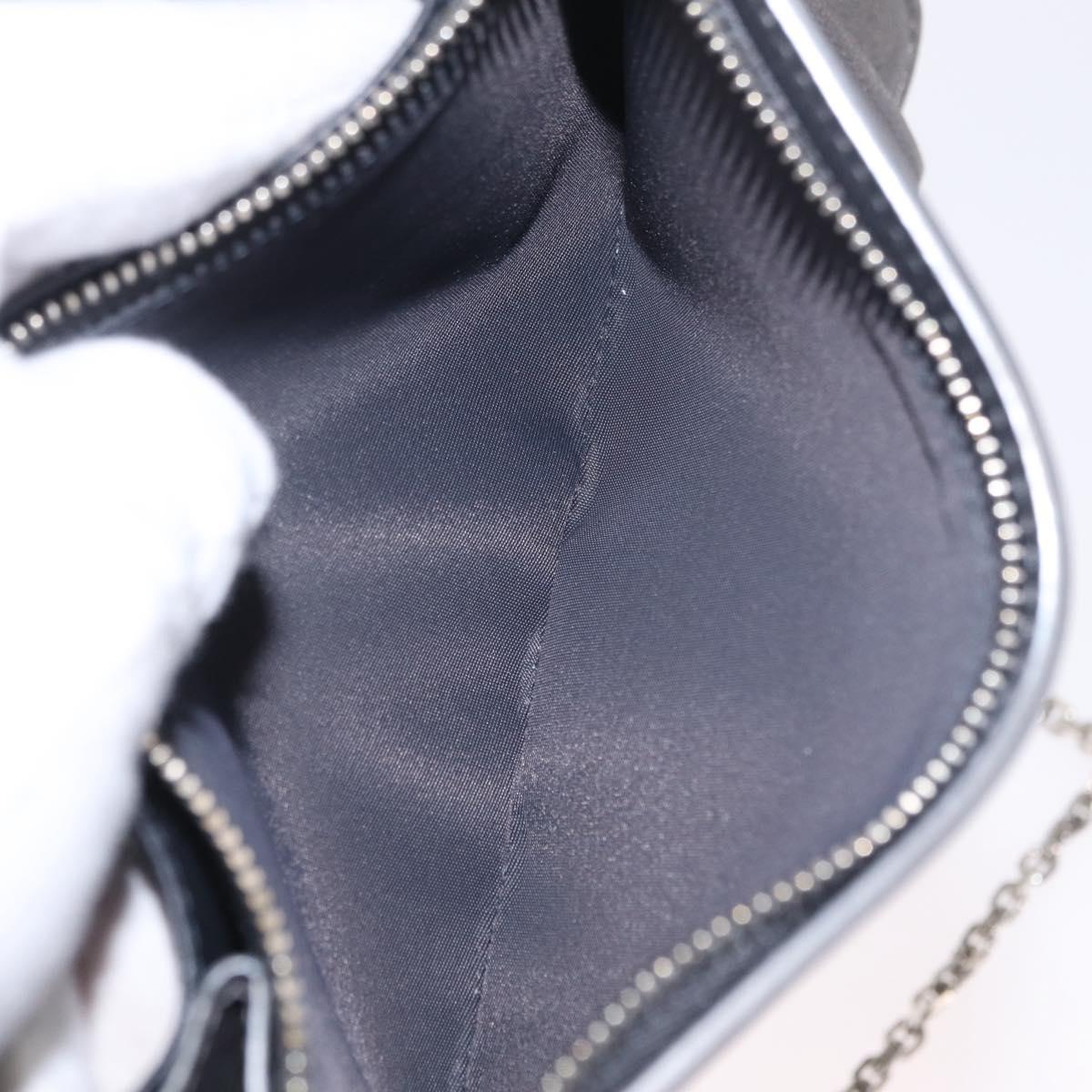 Christian Dior Chain Shoulder Bag Leather Silver Auth ka6506
