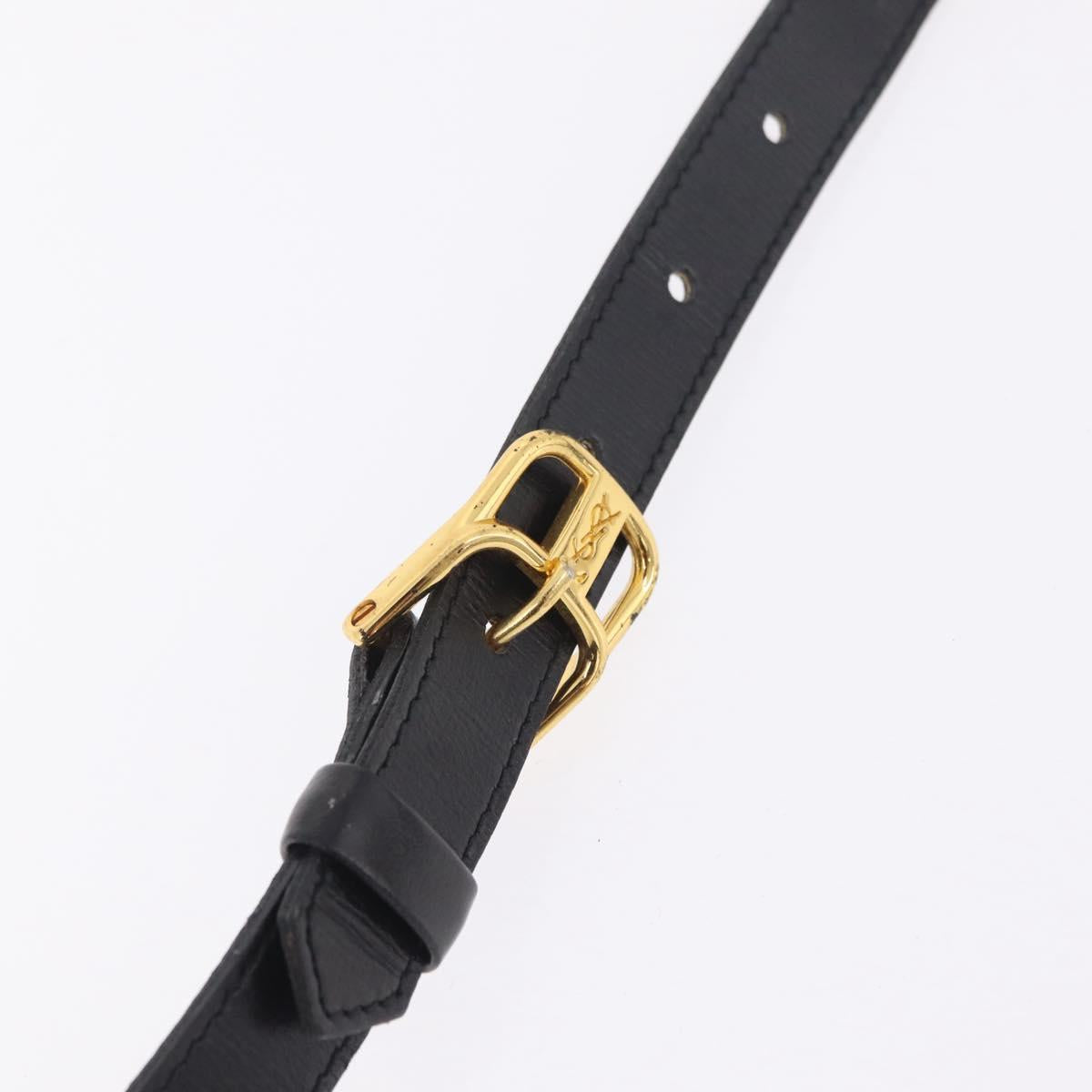 Saint Laurent Shoulder Bag Canvas Black Gold Tone Auth ka6508