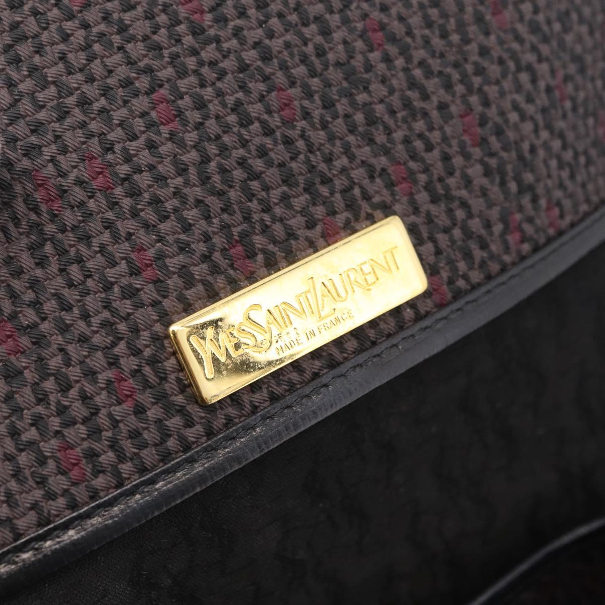 Saint Laurent Shoulder Bag Canvas Black Gold Tone Auth ka6508