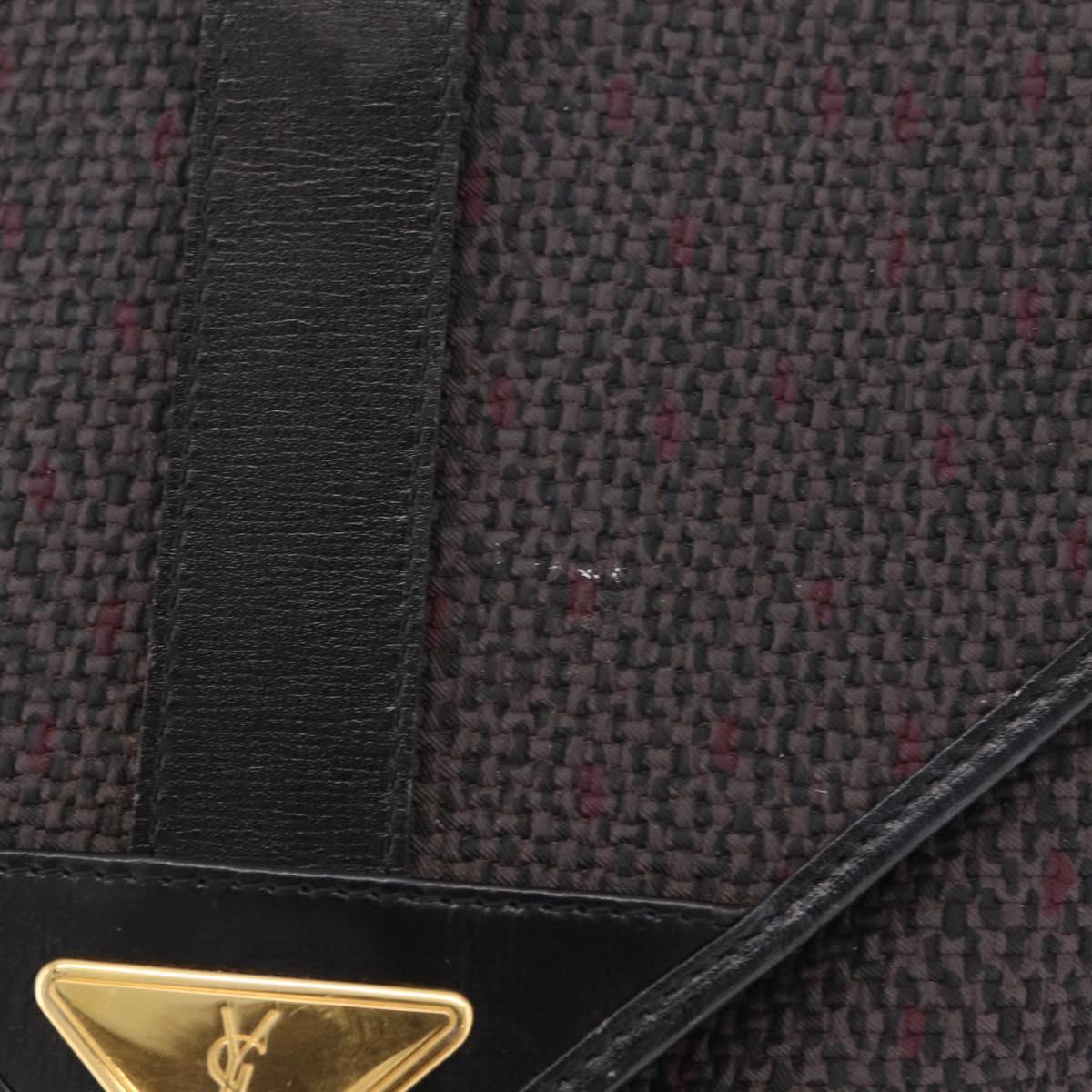 Saint Laurent Shoulder Bag Canvas Black Gold Tone Auth ka6508