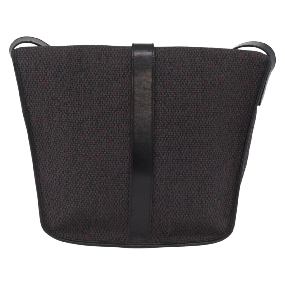 Saint Laurent Shoulder Bag Canvas Black Gold Tone Auth ka6508