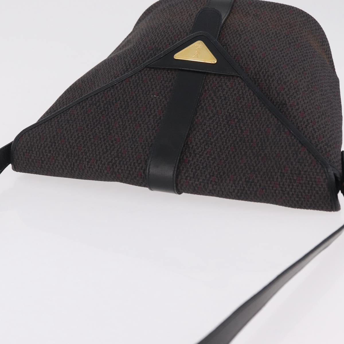 Saint Laurent Shoulder Bag Canvas Black Gold Tone Auth ka6508