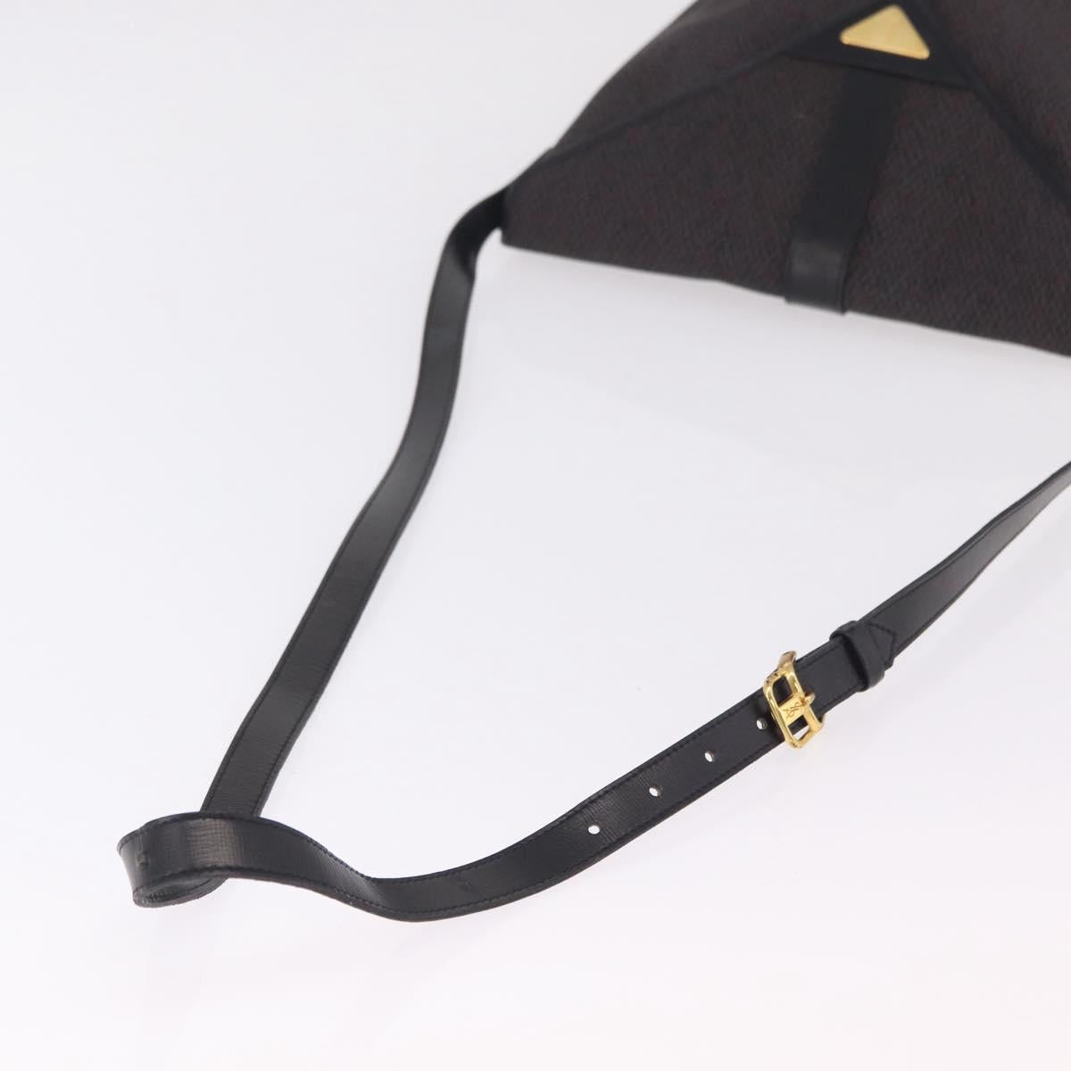Saint Laurent Shoulder Bag Canvas Black Gold Tone Auth ka6508