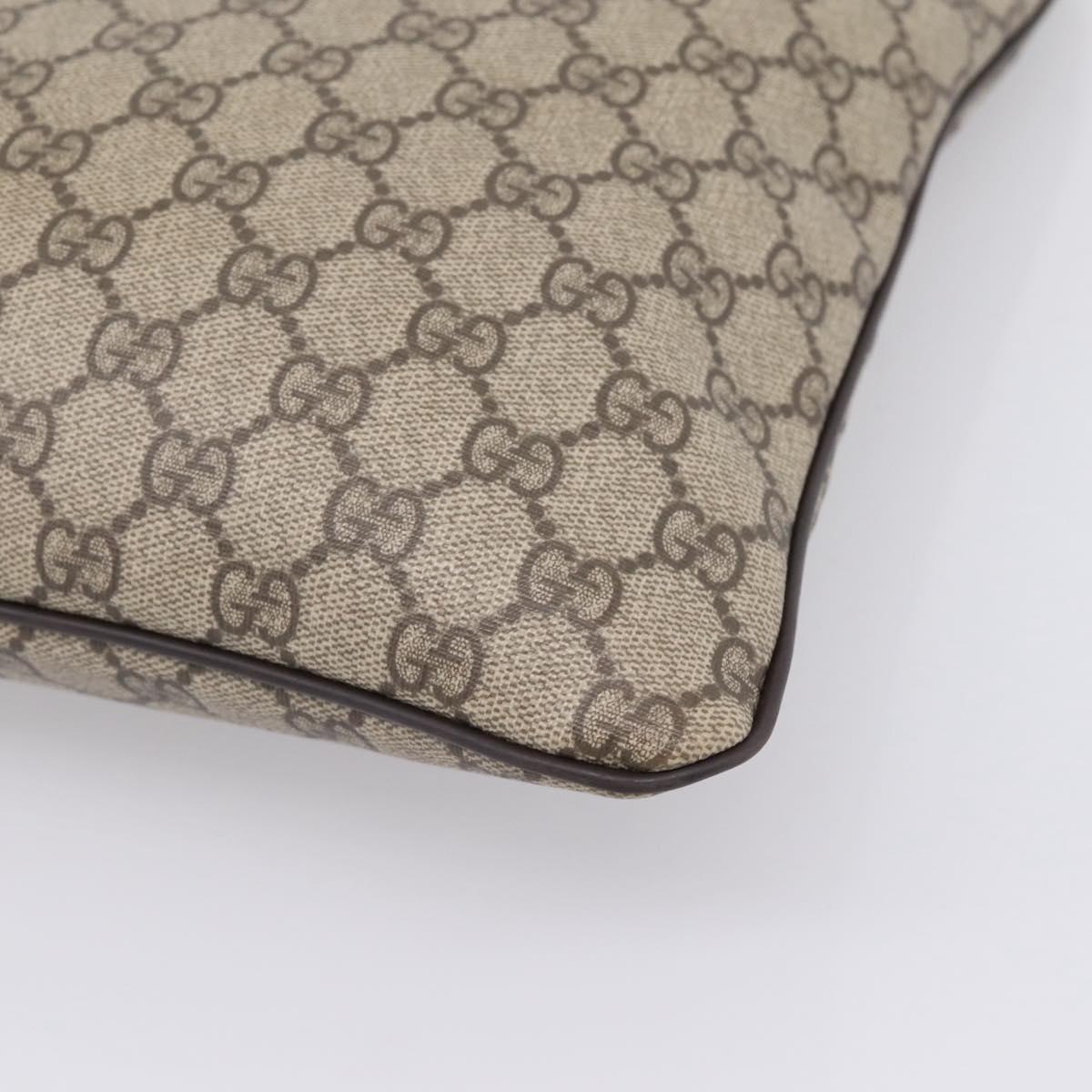GUCCI GG Supreme Shoulder Bag PVC Beige Gold Tone 201446 Auth ka6509