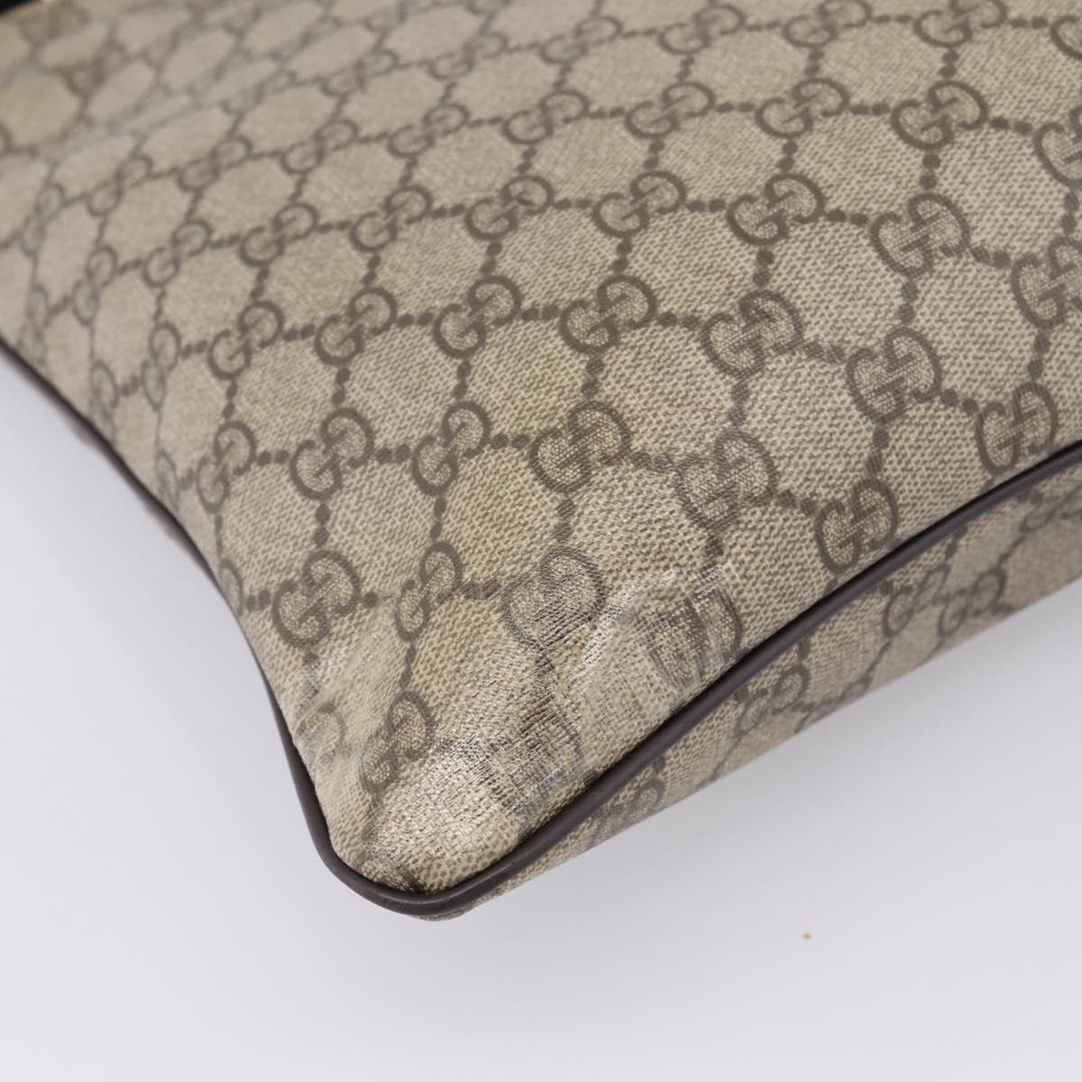 GUCCI GG Supreme Shoulder Bag PVC Beige Gold Tone 201446 Auth ka6509