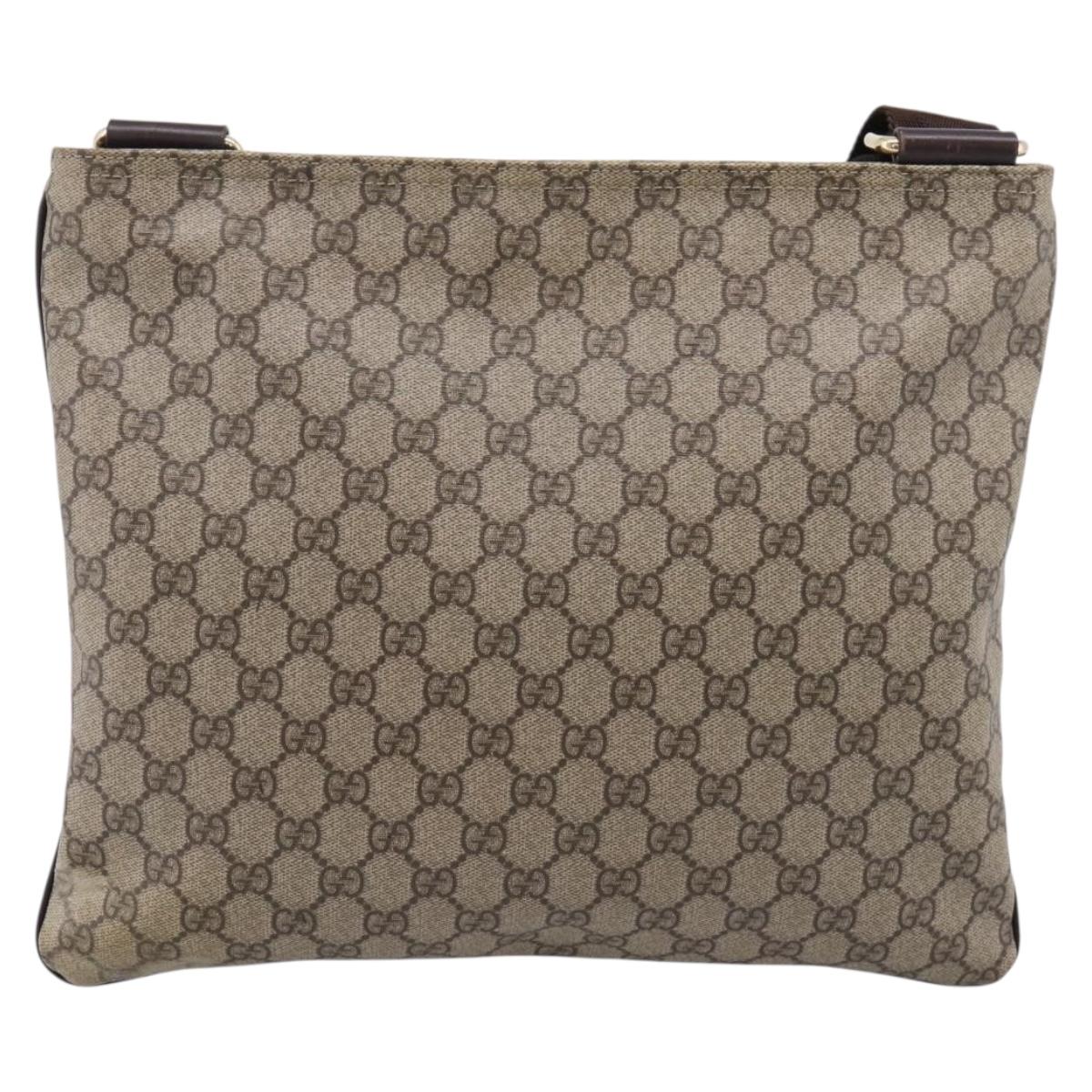 GUCCI GG Supreme Shoulder Bag PVC Beige Gold Tone 201446 Auth ka6509