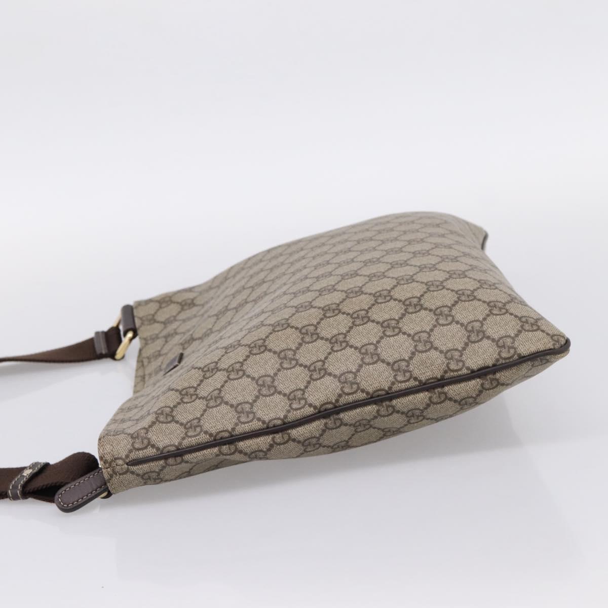 GUCCI GG Supreme Shoulder Bag PVC Beige Gold Tone 201446 Auth ka6509