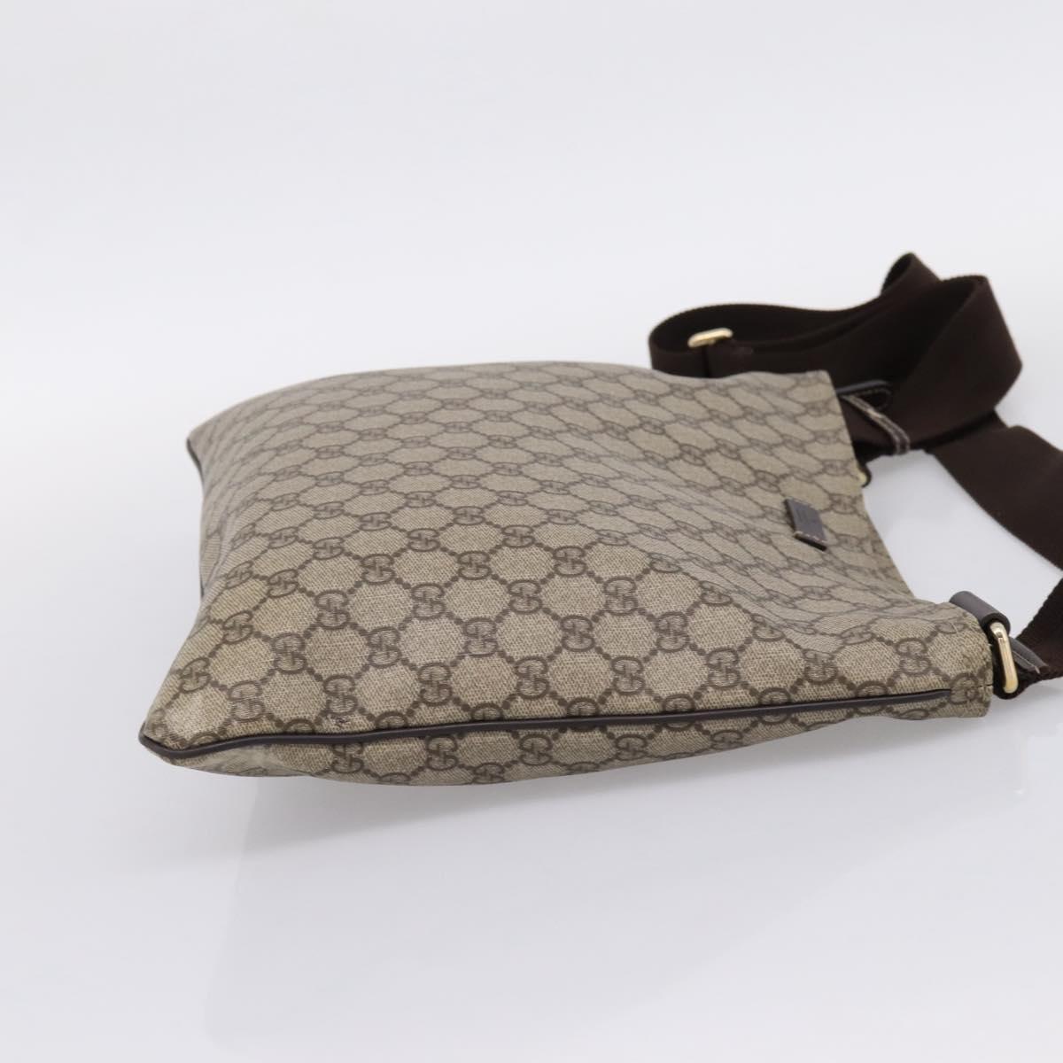 GUCCI GG Supreme Shoulder Bag PVC Beige Gold Tone 201446 Auth ka6509