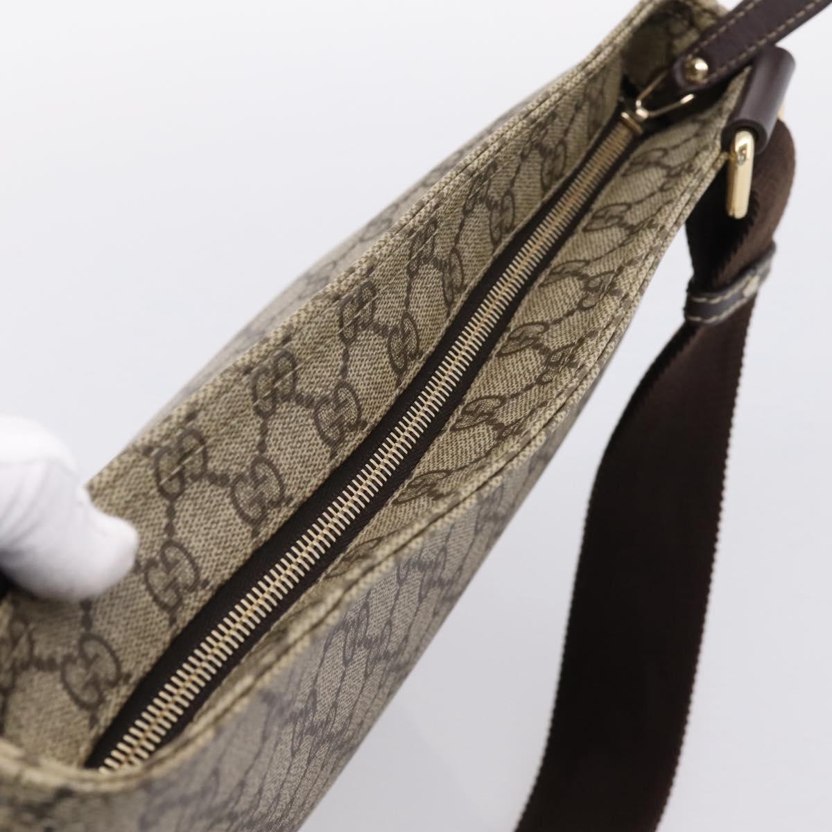 GUCCI GG Supreme Shoulder Bag PVC Beige Gold Tone 201446 Auth ka6509