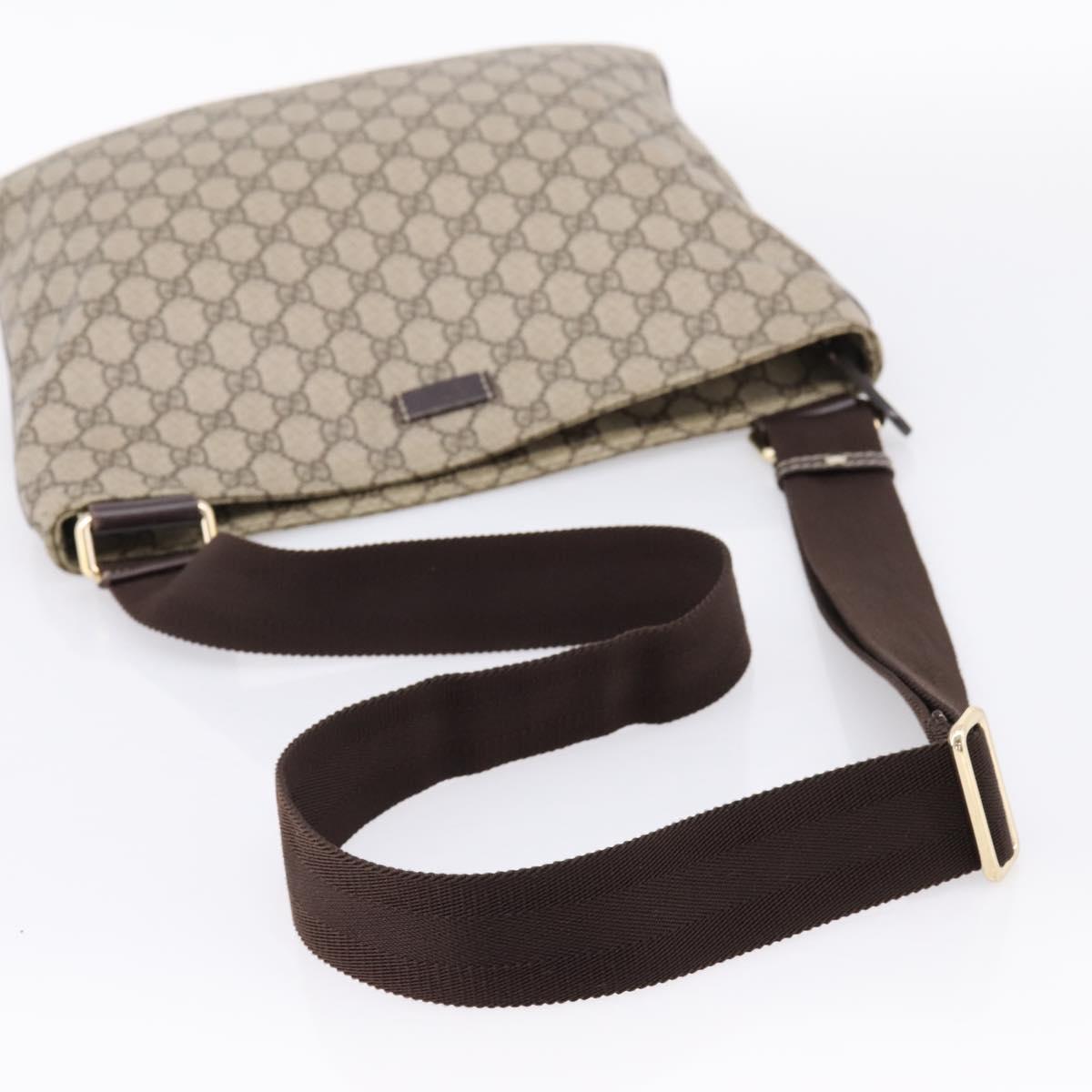 GUCCI GG Supreme Shoulder Bag PVC Beige Gold Tone 201446 Auth ka6509
