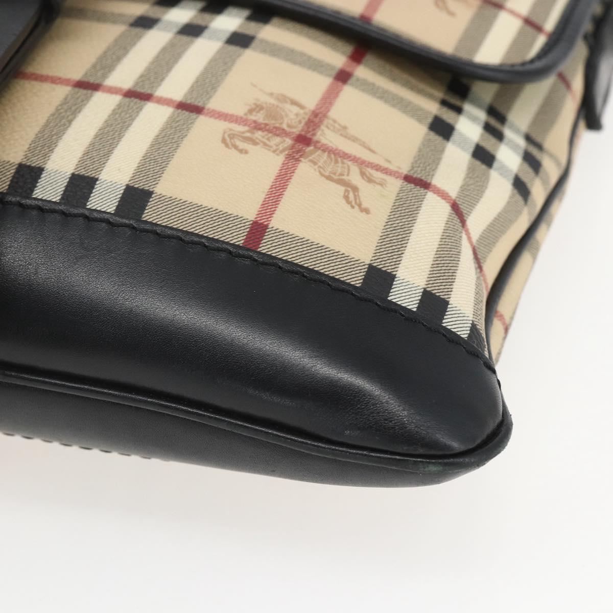 BURBERRY Nova Check Shoulder Bag PVC Beige Auth ka650V