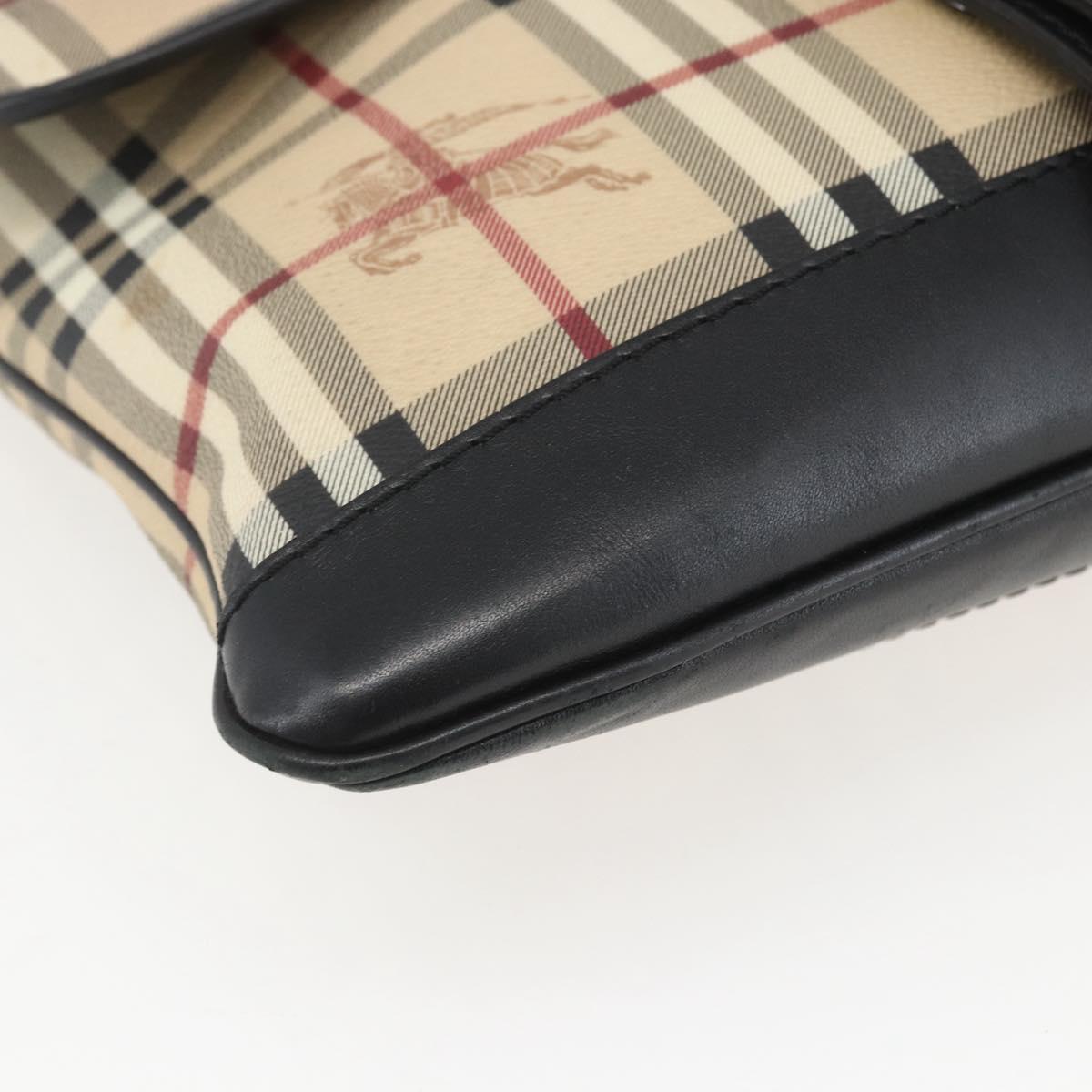 BURBERRY Nova Check Shoulder Bag PVC Beige Auth ka650V