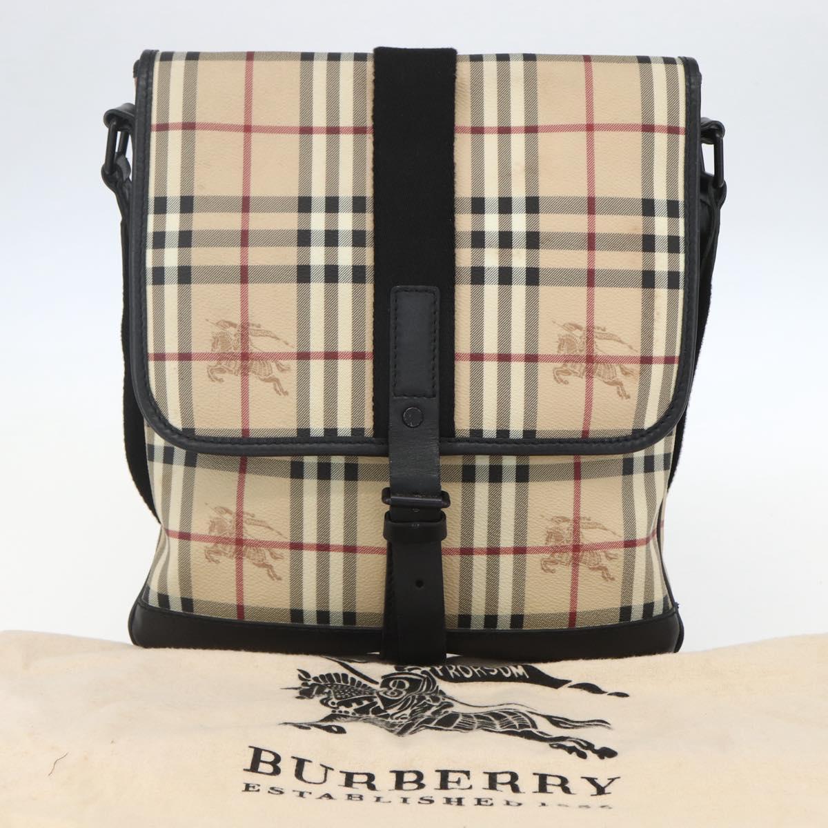 BURBERRY Nova Check Shoulder Bag PVC Beige Auth ka650V