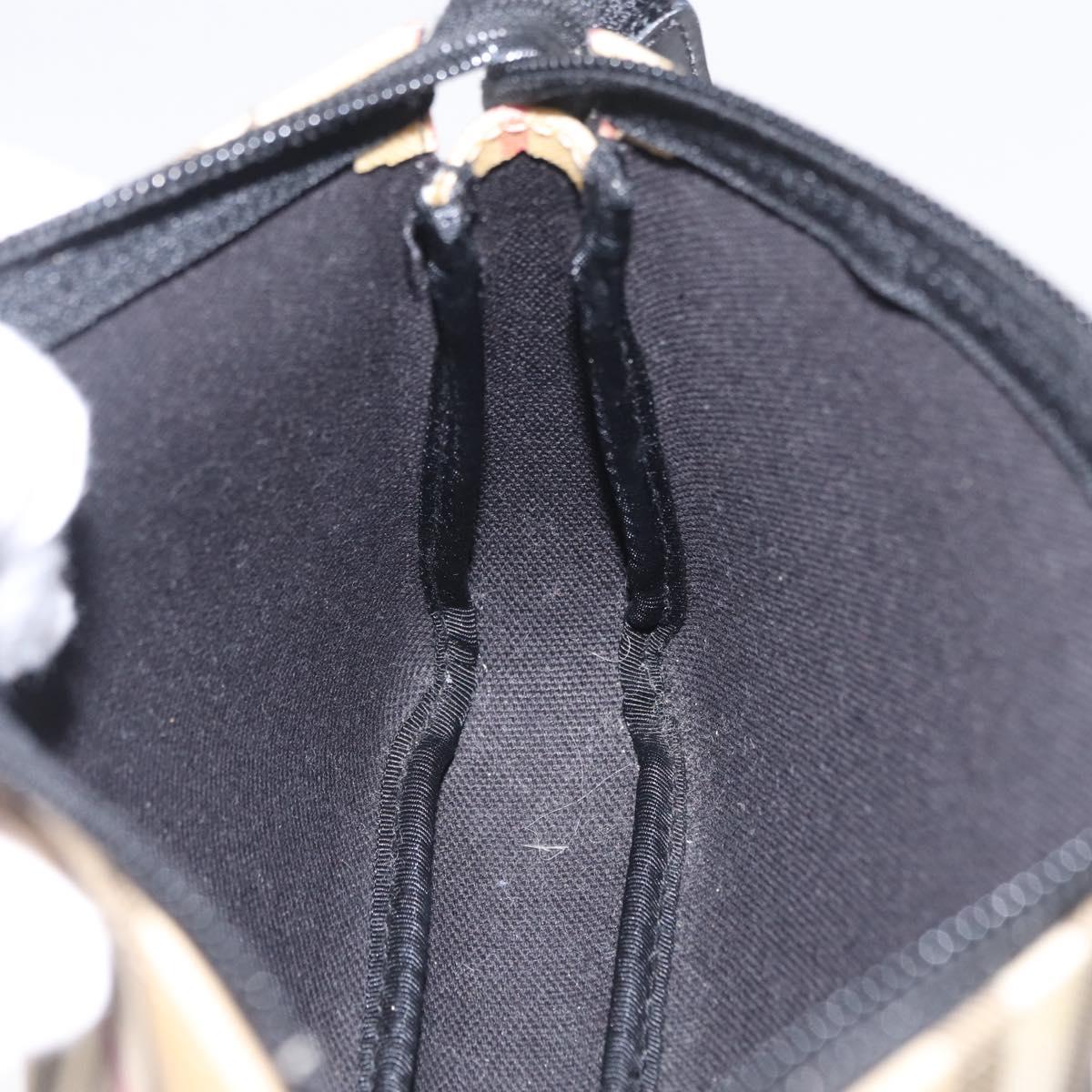 BURBERRY Nova Check Hand Bag PVC Leather Beige Silver Auth ka6510A