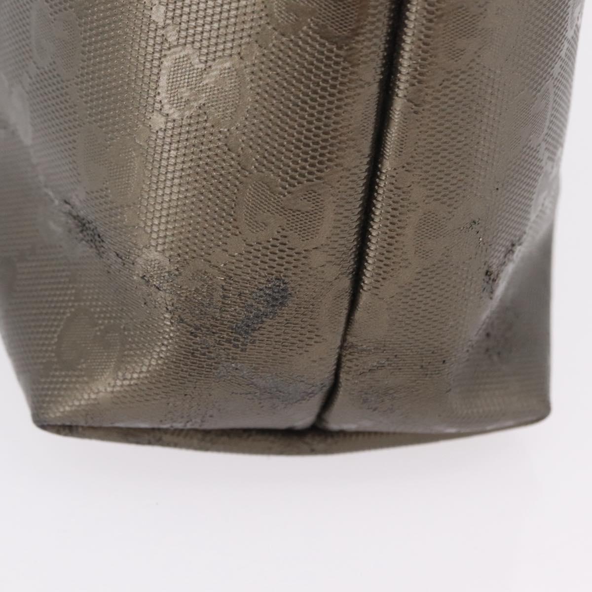 GUCCI GG Implementation Hand Bag PVC Champagne Gold Silver 211138 Auth ka6518A